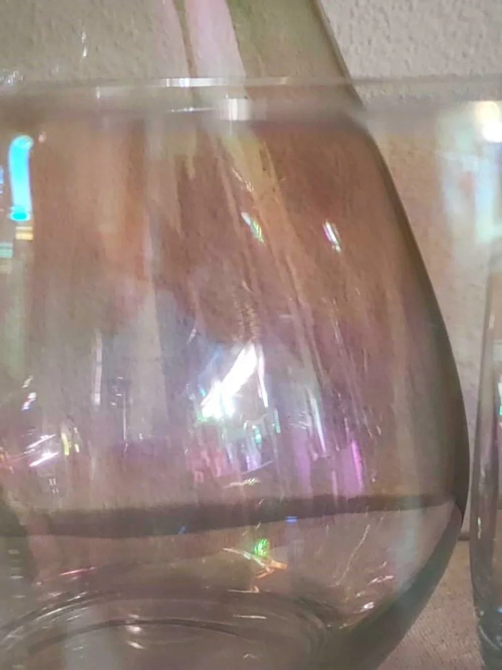Vtg. Iridescent Aurora Borealis Glass Pitcher 80 Oz & 4 Tumblers 18 Oz 5 Pc Set